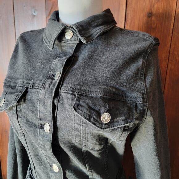 Belted Western Dress Women US 10 UK 14 Charcoal Grey Bodycon ASOS Parisian Tall - Picture 7 of 16